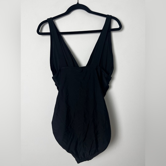 NEW J.Crew Factory Black Classic Chic V-Neck Ruched One-Piece Swimsuit Size L - Picture 8 of 16